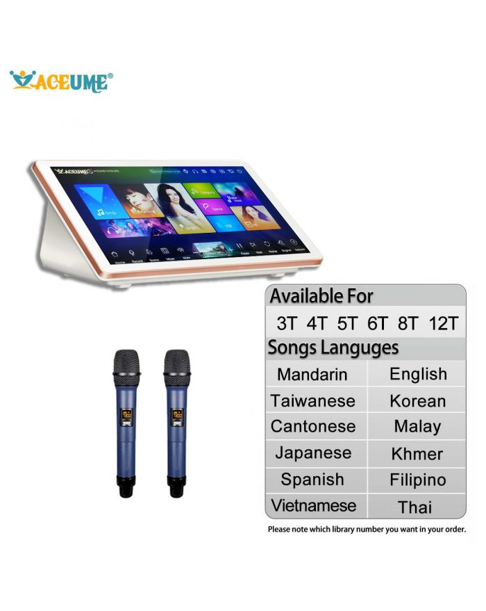 DAM Series 3TB 4TB 5TB 6TB 8TB 12TB 16TB Chinese Madarin Cantonese Taiwanese English Janpanese Korean Songs 19" Touch Screen Karaoke Player Cloud Download