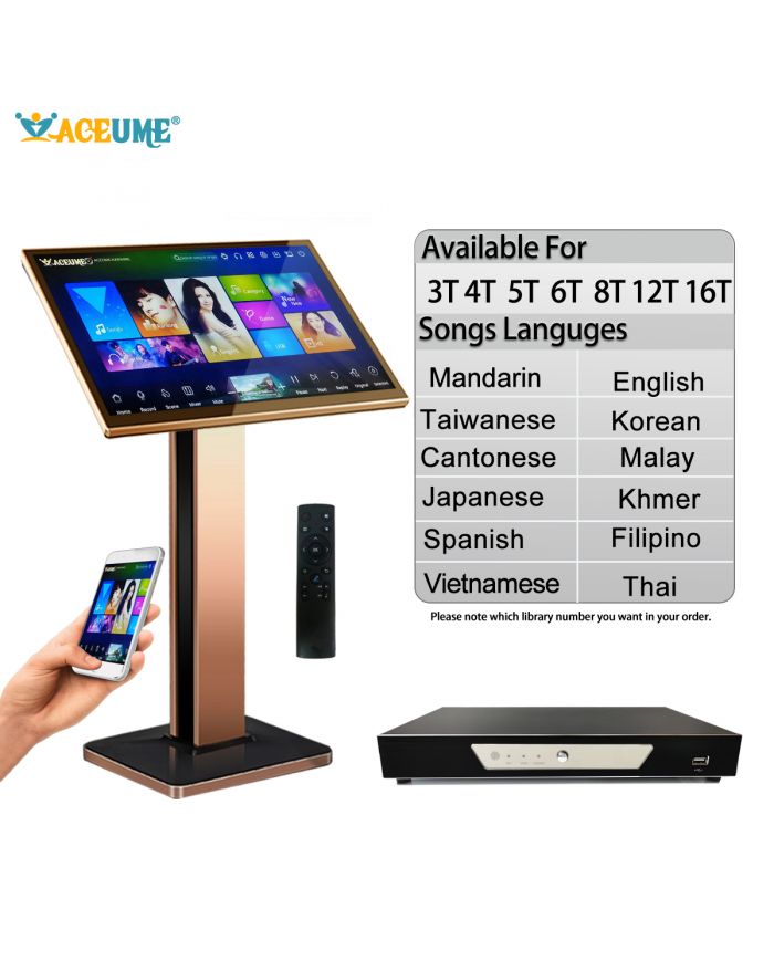 TSRV Series UNIVERSAL 22"Touch Screen Karaoke Player  Mandarin Taiwanese Cantonese English Burmese/Myanmar Japanese Vietnamese Korean Khmer Thai Filipino Spanish Malay Songs